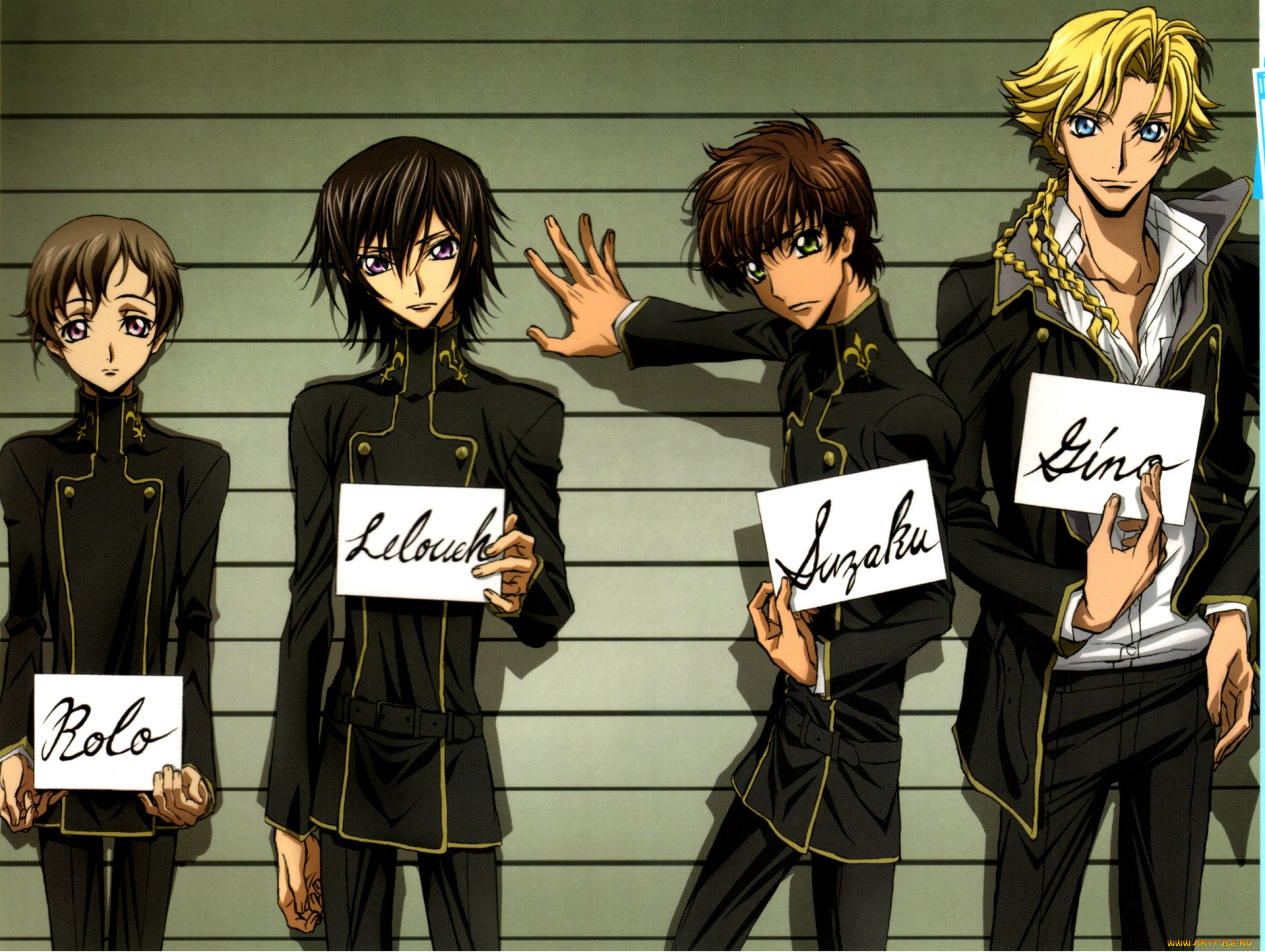 , code geass, art, takahiro, himura, code, geass, , , lelouche, lamperouge, suzaku, kururugi, gino, weinberg, rolo, , , , 